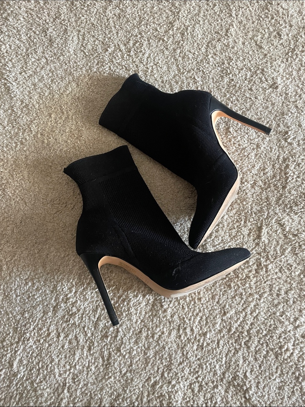 Aldo Black Knit Pointed Stiletto Ankle Boots